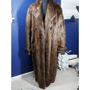 Amazing Men's Full Length Long Hair Beaver Fur Coat 50
